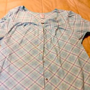 3X blue and purple pattern house coat